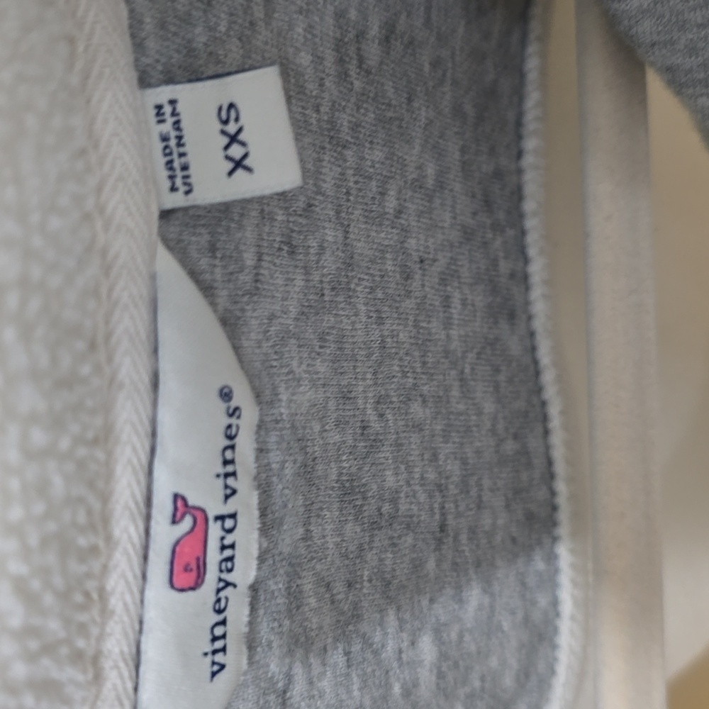 Vineyard Vines Women's Cream Grey Quilted Fleece Pullover Half Zip Womens XXS - Picture 5 of 14